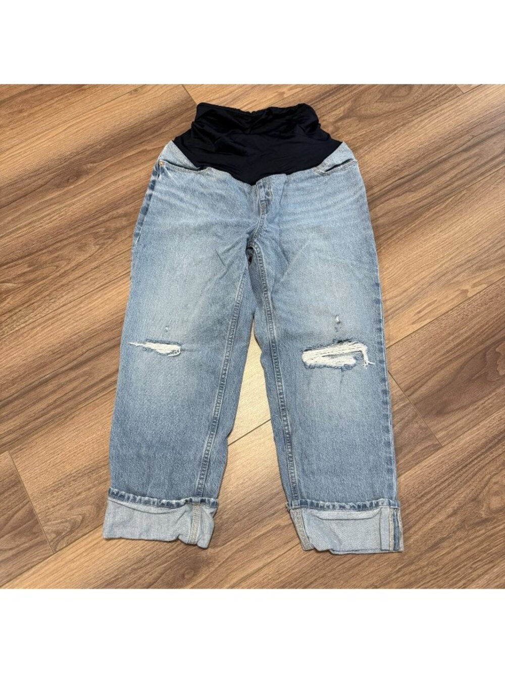 Isabel Ingrid Maternity Cropped Vintage Straight Jeans 6 Blue Distressed